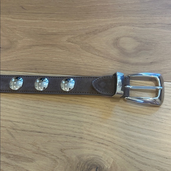 KHAITE BENNY Brown Suede Belt with Silver Accents main image 5